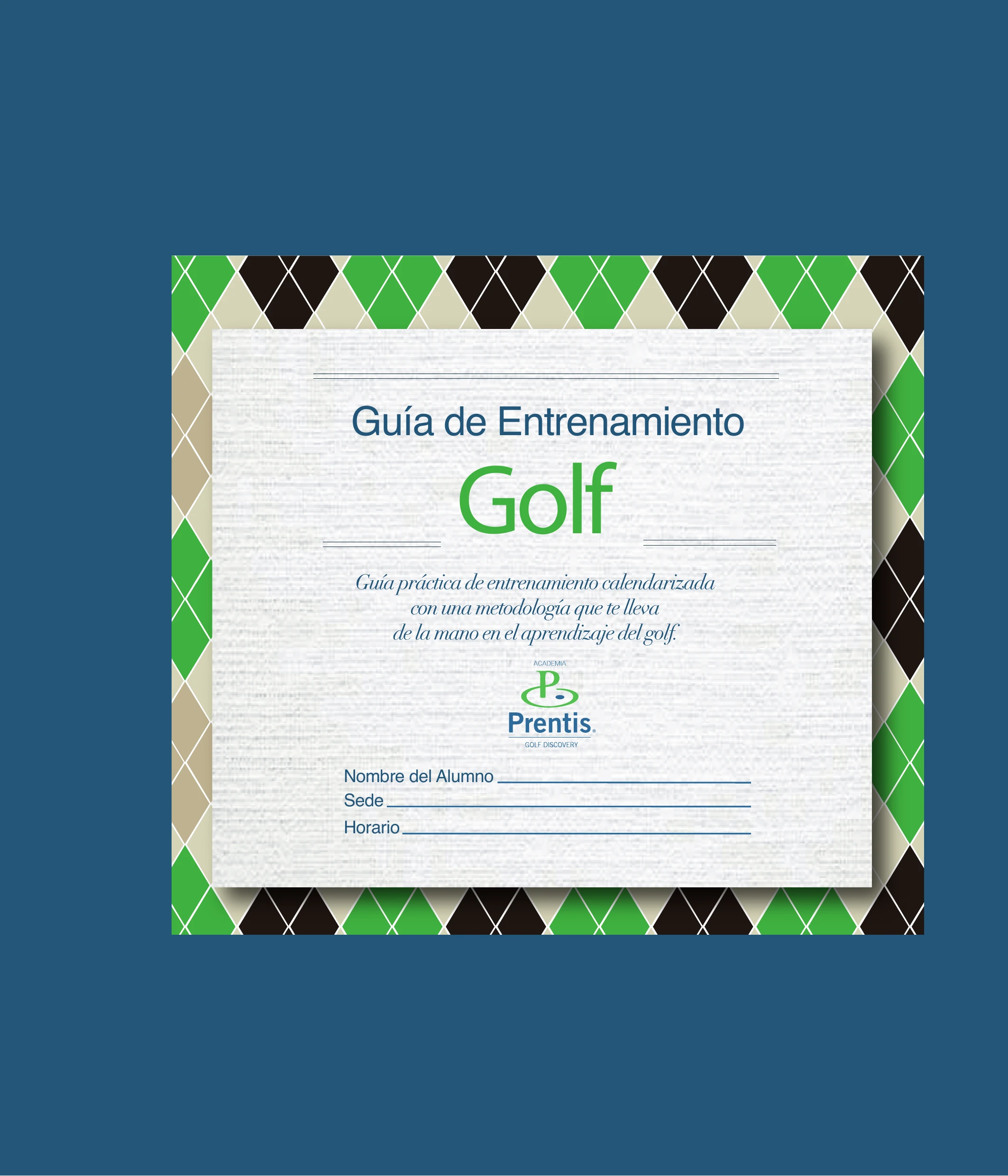 The Prentis Golf training guide, with its Spanish-language cover