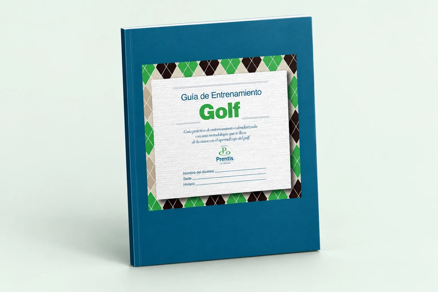The Prentis Golf training guide, with its Spanish-language cover